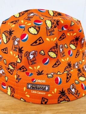 Little Caesar’s Bucket Hat New Without Tags Reversible Orange